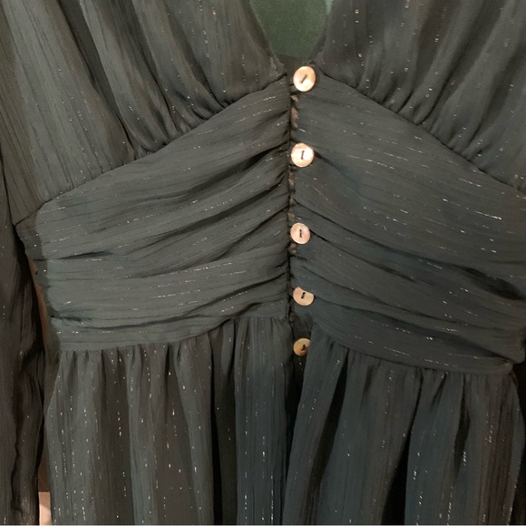 NWOT ALTAR’D STATE Green Maxi Dress with Metallic and Button Details - Picture 3 of 13